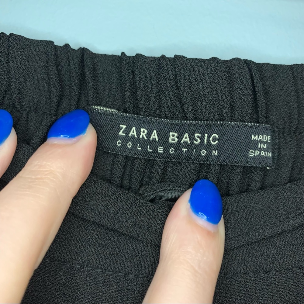 Zara Basics Black with Gold Pipping Skinny Trouser Size Medium - Picture 8 of 8
